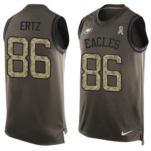 Men's Limited Zach Ertz Nike Jersey Green - #86 Salute to Service Tank Top NFL Philadelphia Eagles